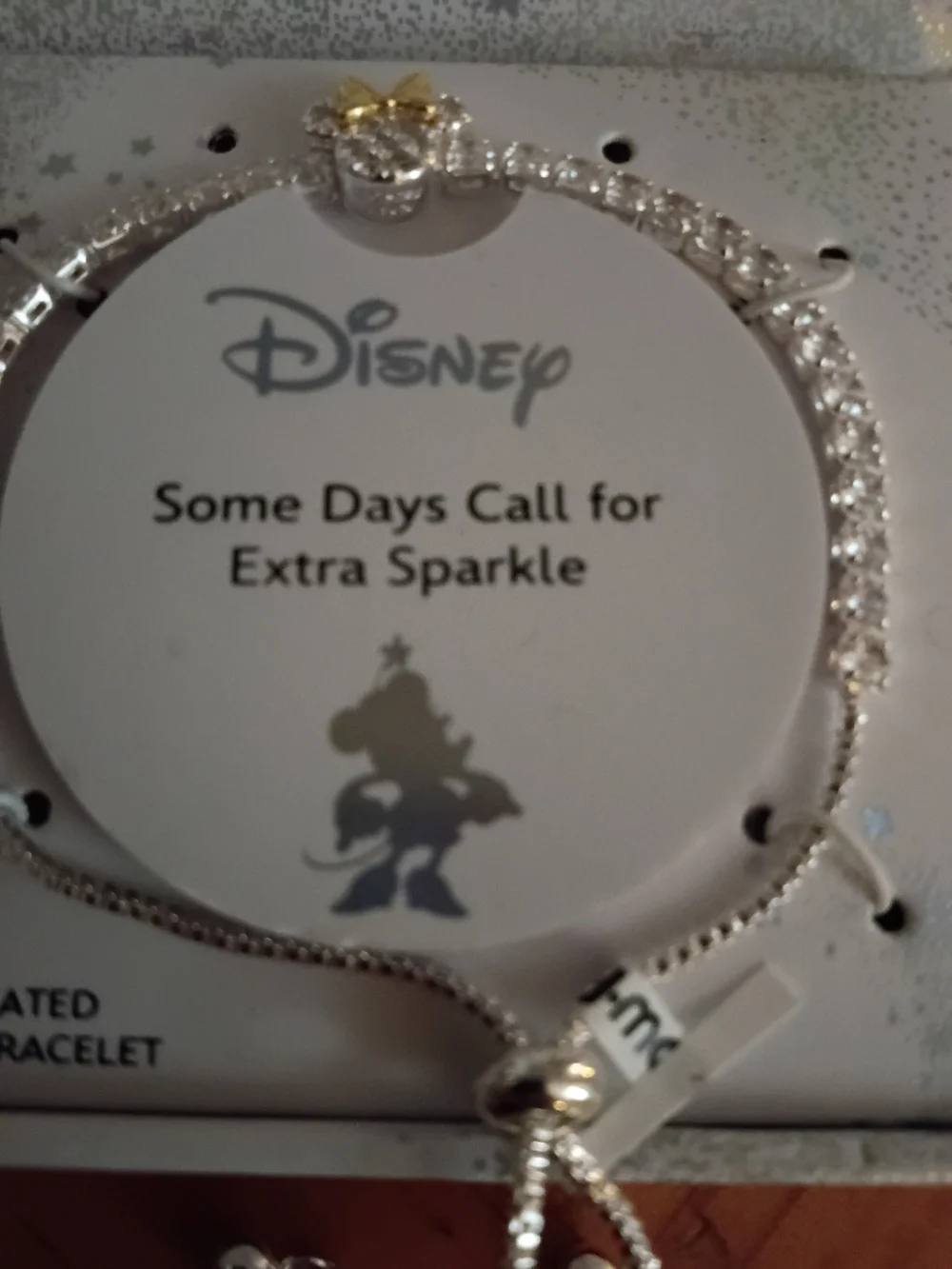 Disney Silver-Tone Minnie Mouse Crystal Bracelet - Silver